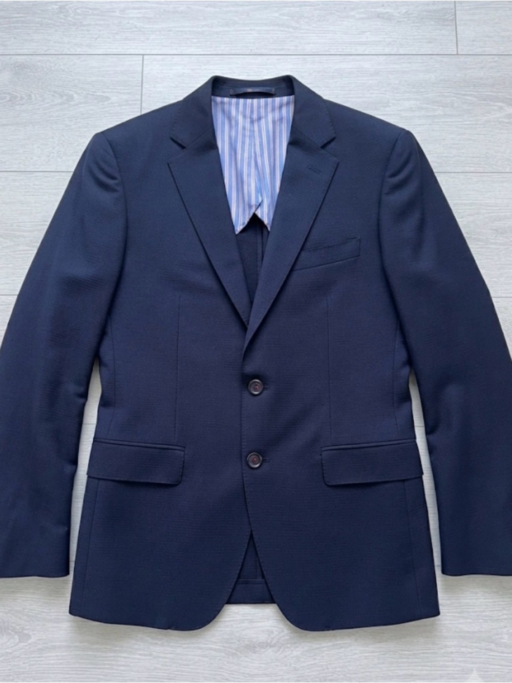 Broletto Men's Navy Blue Wool Spandex Blazer Jacket